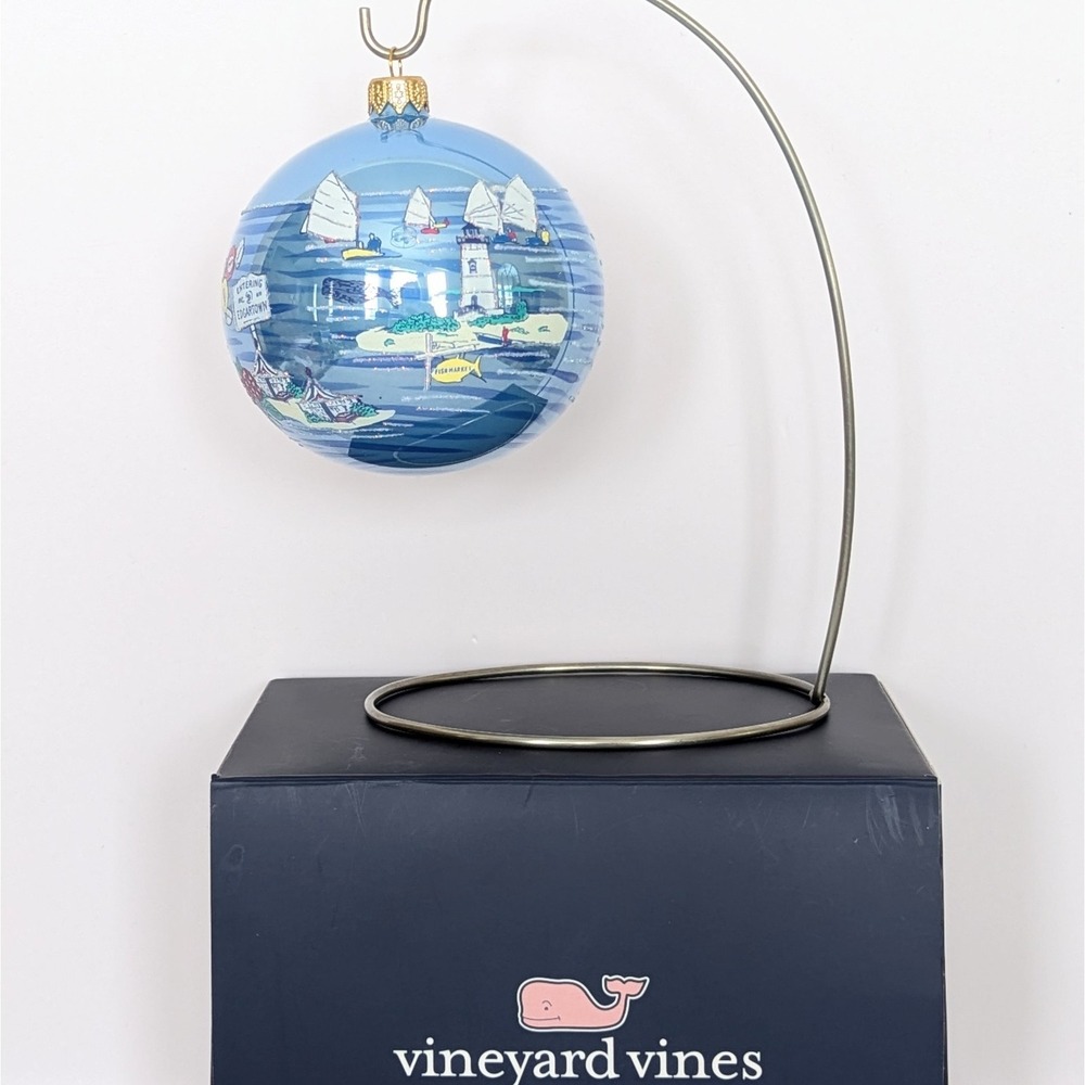 Vineyard Vines Martha's Vineyard Christmas Ornament 4" Glass Poland w/Box RARE